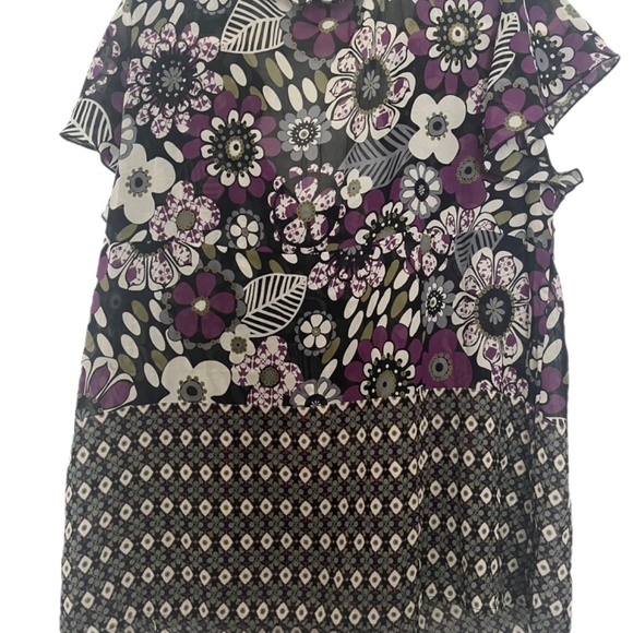 MCM floral romantic feminine mixed print pop over sheer top - Picture 3 of 4